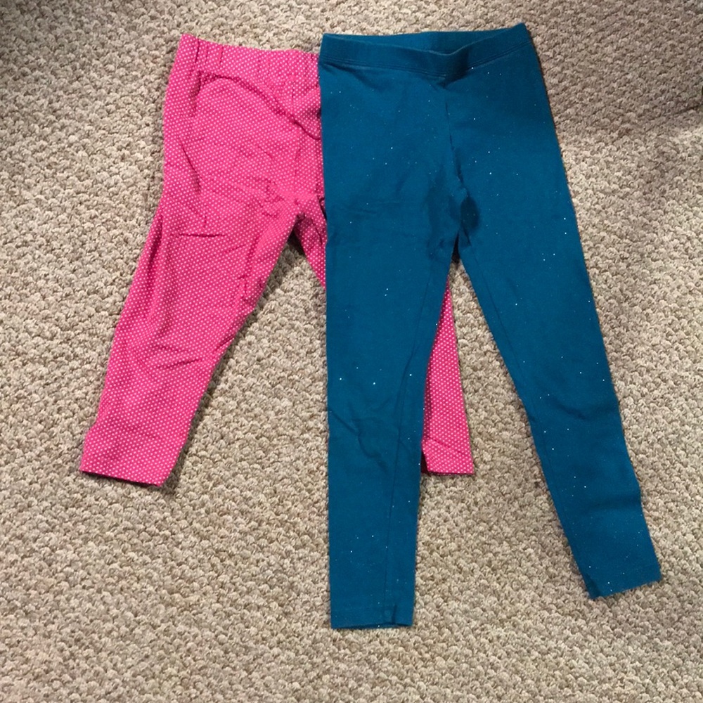 Pink and blue sparkly leggings